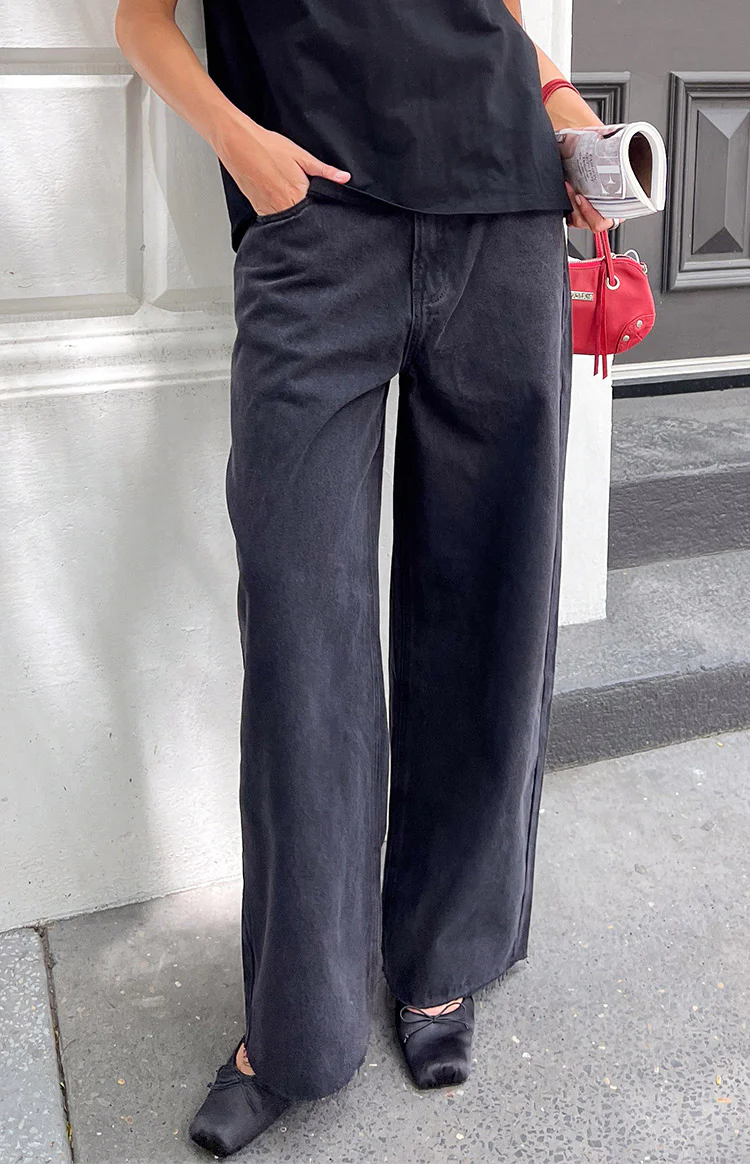 She's Yours Black Wide Leg Boyfriend Jeans - Image 3