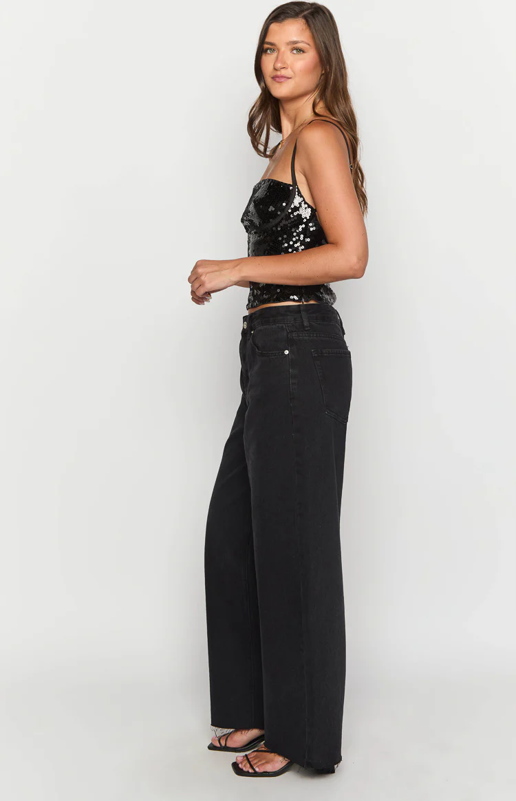She's Yours Black Wide Leg Boyfriend Jeans - Image 5