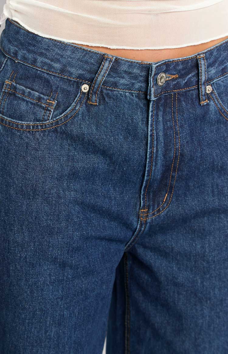 She's Yours Dark Wash Denim Wide Leg Boyfriend Jeans - Image 6