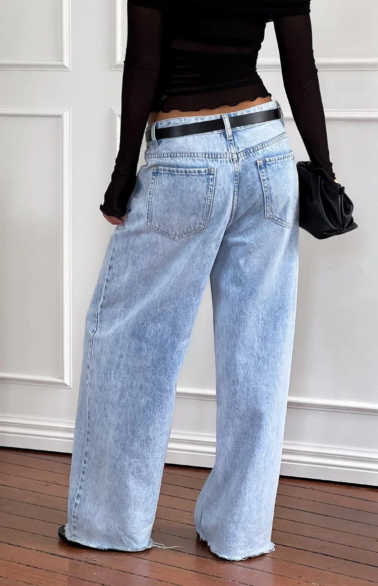 She's Yours Light Wash Denim Wide Leg Boyfriend Jeans - Image 20