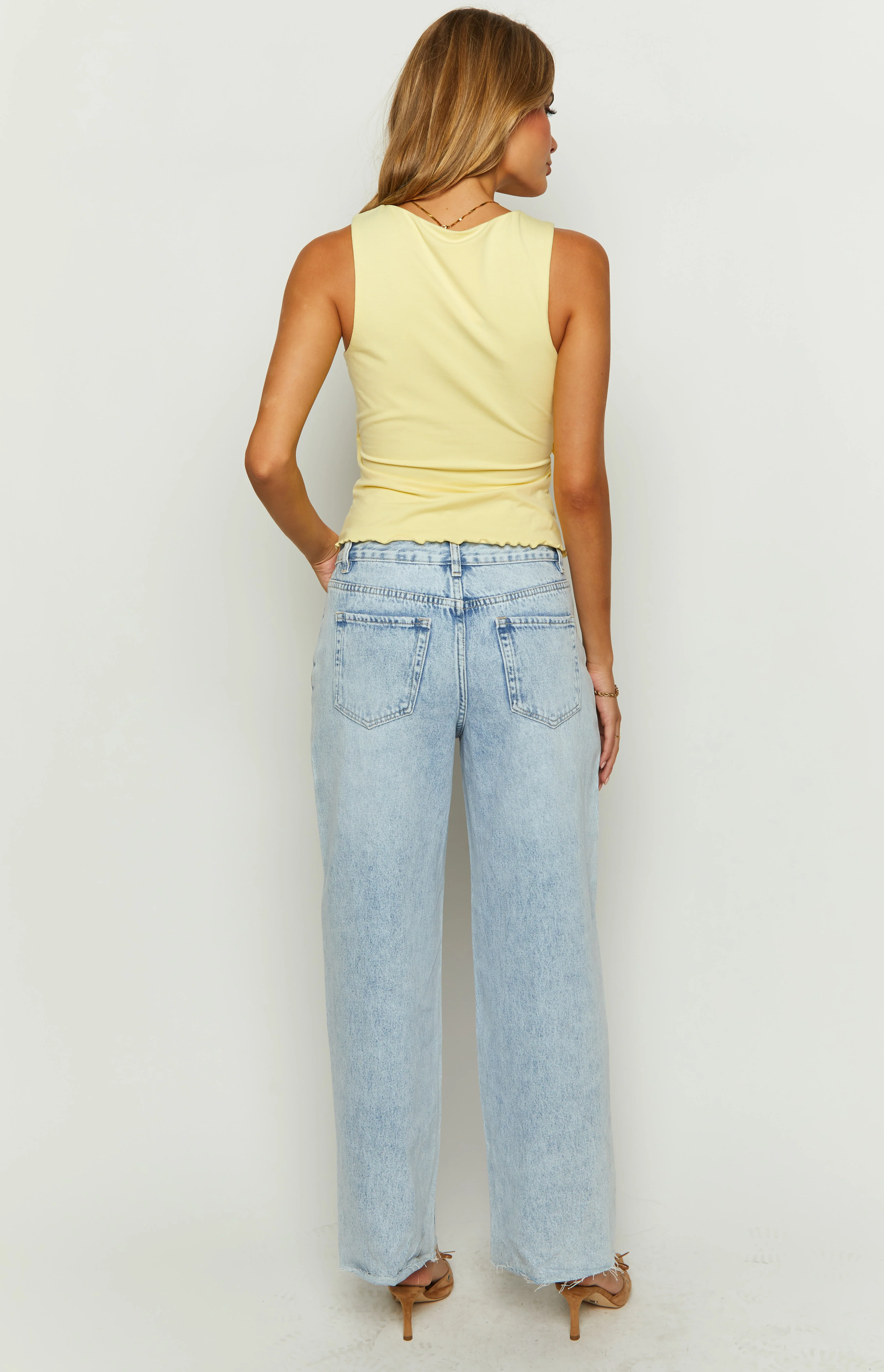 She's Yours Light Wash Denim Wide Leg Boyfriend Jeans - Image 5