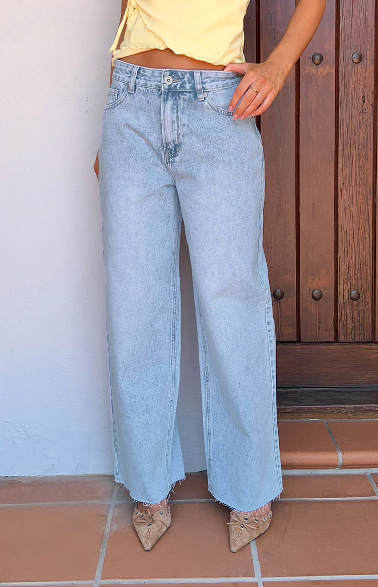 She's Yours Light Wash Denim Wide Leg Boyfriend Jeans - Image 9