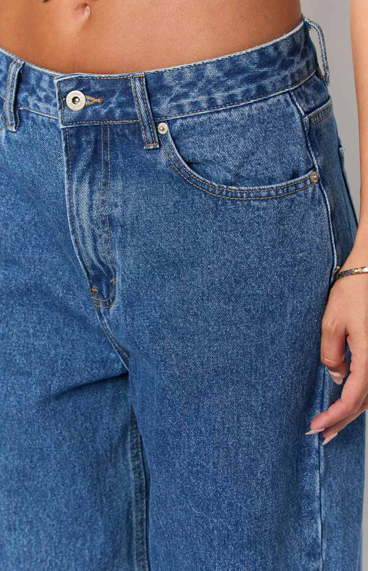 She's Yours Mid Wash Denim Wide Leg Boyfriend Jeans - Image 6