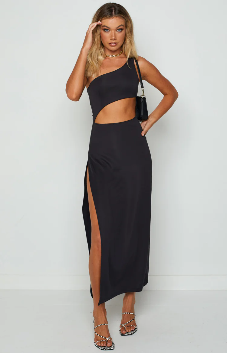 Simone Black Cut Out Maxi Dress - Image 5
