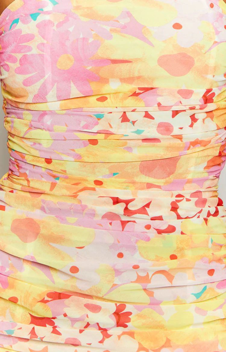 Sinclair Yellow Floral Print Strapless Maxi Dress - Image 6