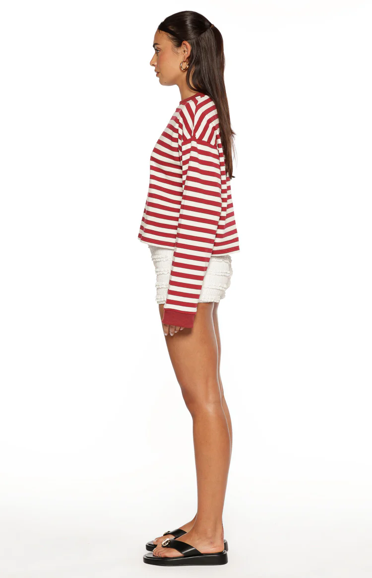 So Breezy Burgundy Stripe Long Sleeve Top - Image 7