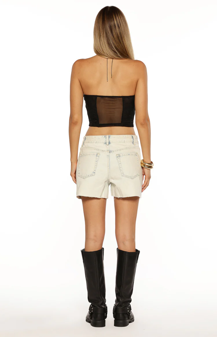 Stay Black Strapless Mesh Corset Top - Image 5