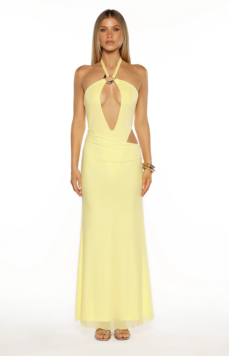 Stella Yellow Halter Cut Out Maxi Dress - Image 4