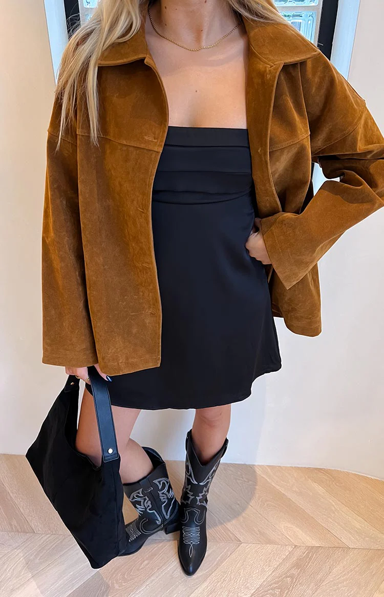 Suki Tan Suede Oversized Jacket - Image 15