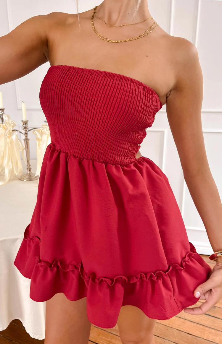 Sundazed Strap Back Dress Red - Image 9