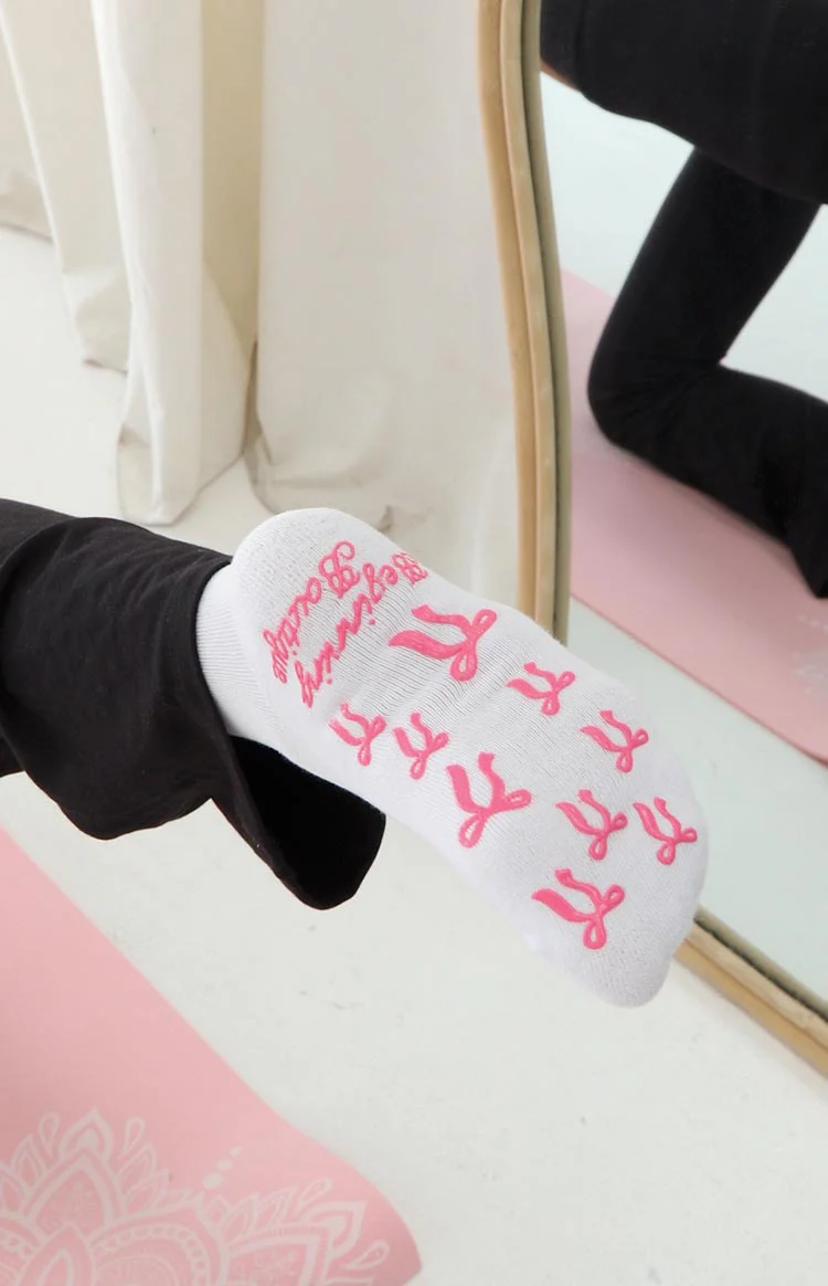 Sunrise Pink Bow Crew Yoga Socks - Image 3