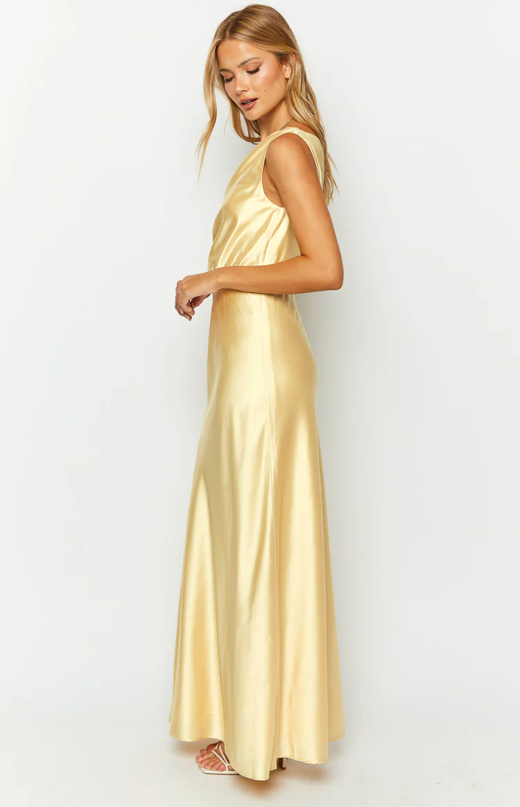 Sunshine Elegance Yellow Formal Maxi Dress - Image 4