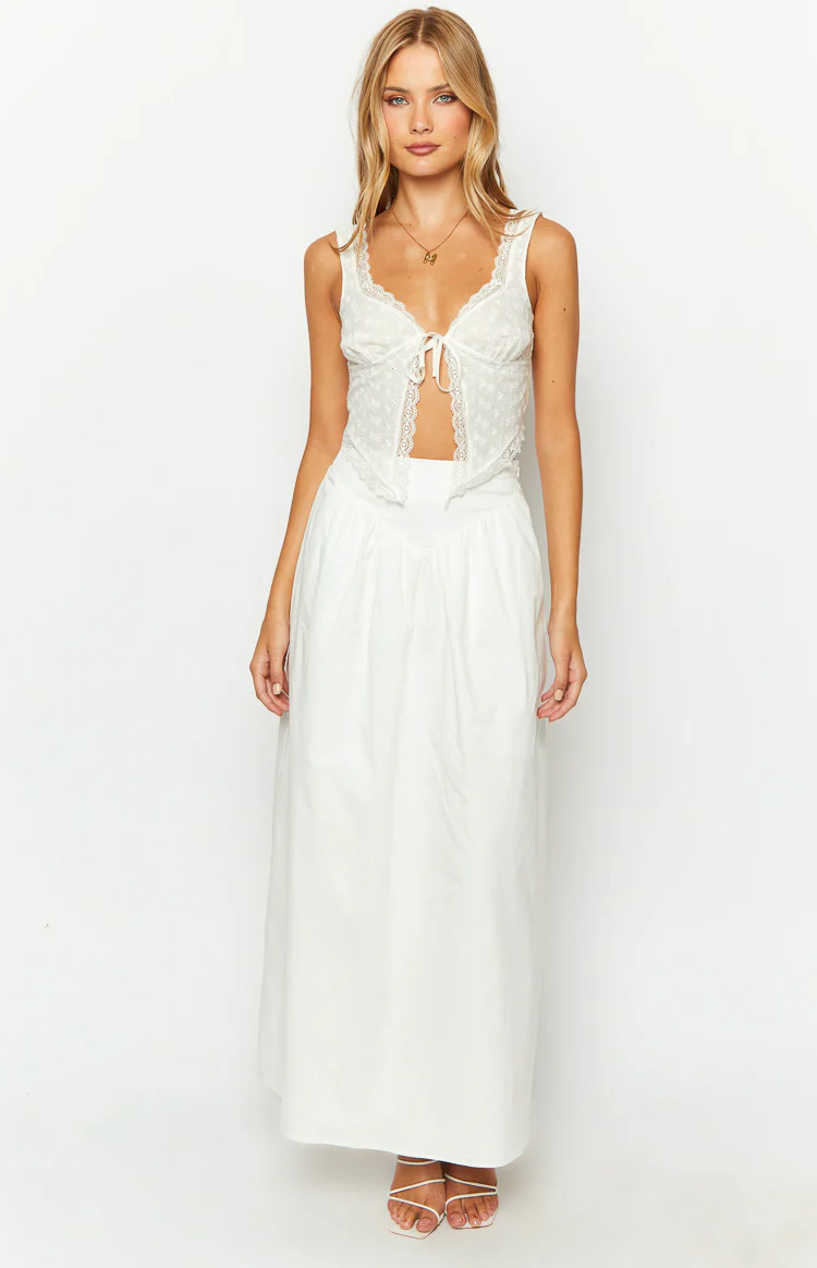 Sweetheart Swirl White Midi Skirt - Image 2