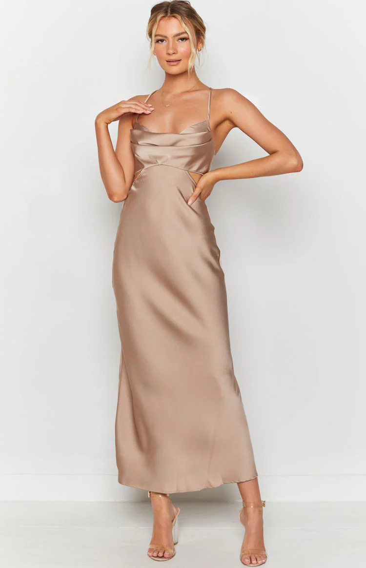 Taleah Cut Out Maxi Dress Mocha - Image 3