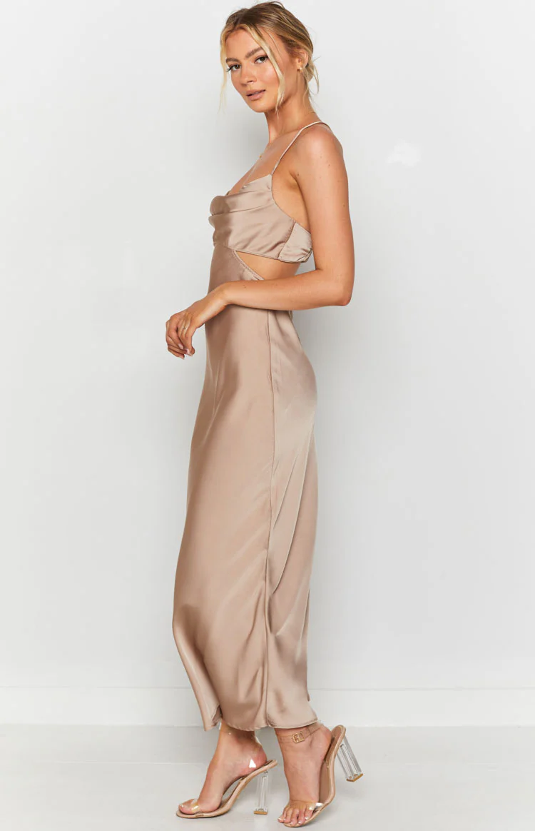 Taleah Cut Out Maxi Dress Mocha - Image 4