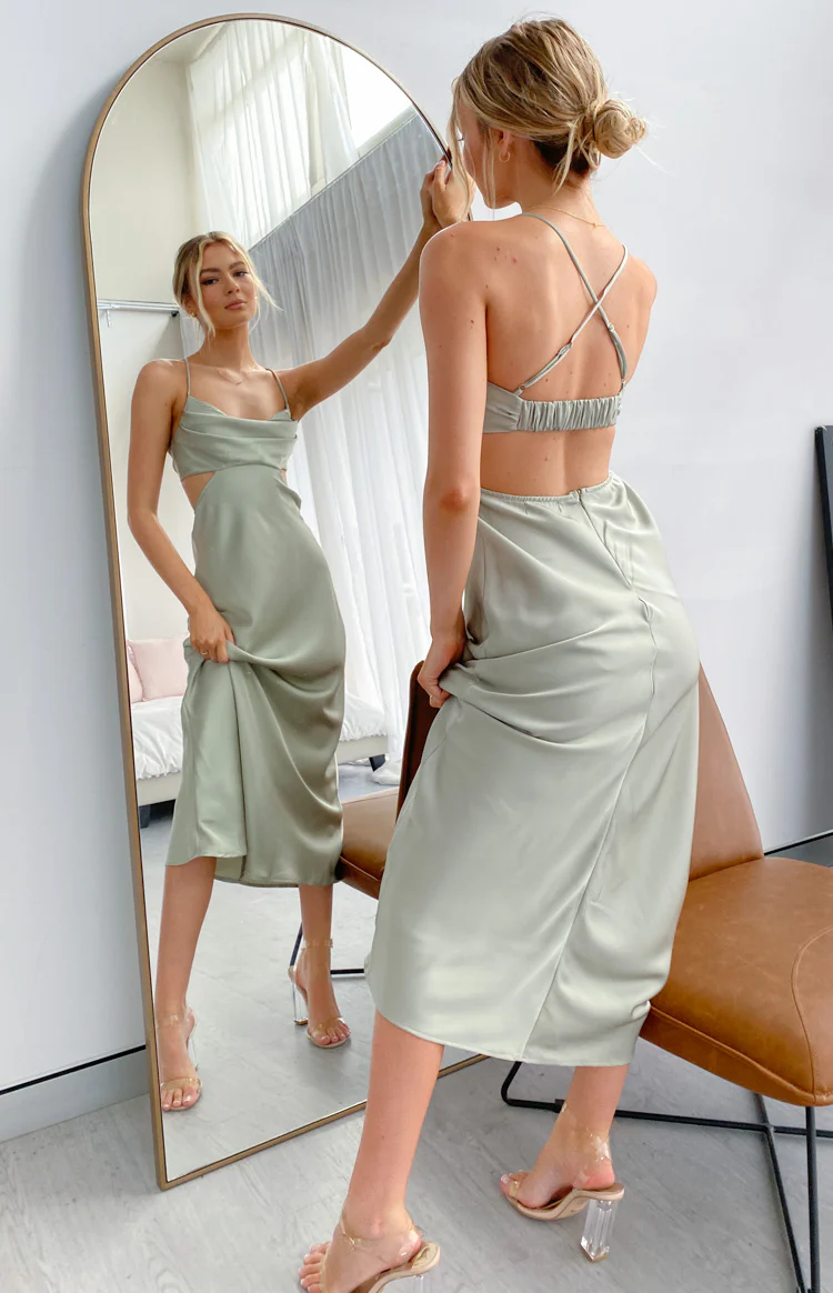 Taleah Cut Out Maxi Dress Sage - Image 10