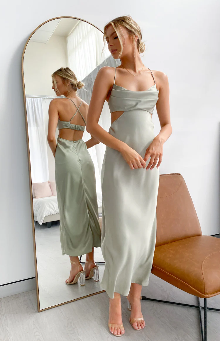Taleah Cut Out Maxi Dress Sage - Image 7