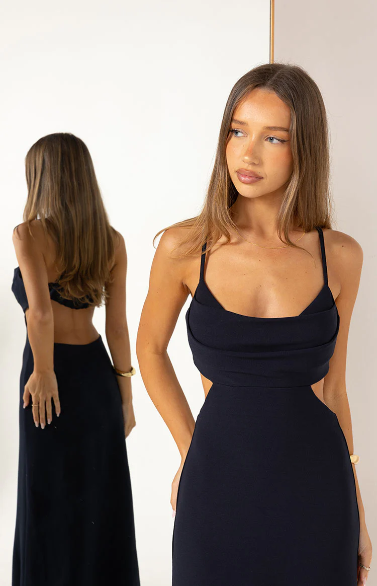Taleah Navy Crepe Formal Maxi Dress - Image 9