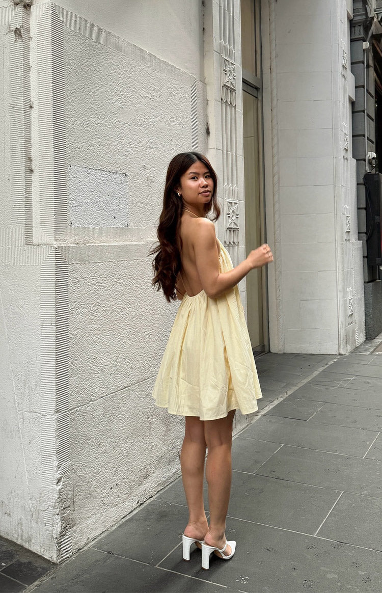 Talei Yellow Halter Puff Mini Dress - Image 9