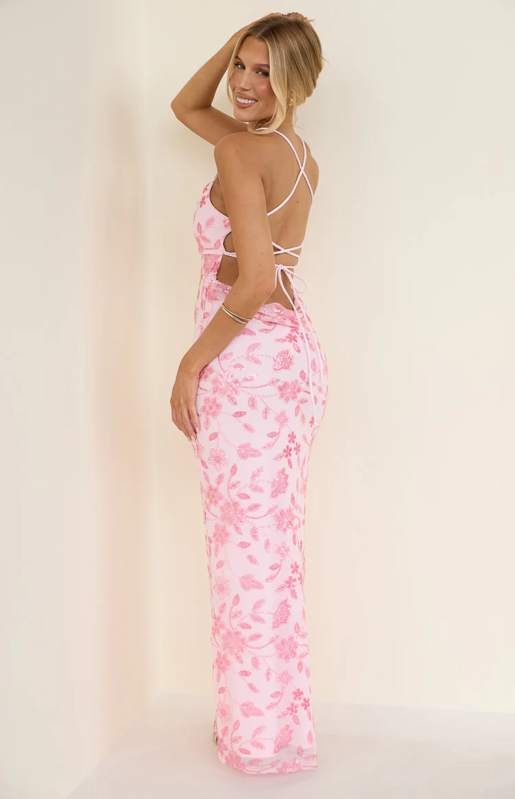 Tamia Pink Sequin Maxi Dress - Image 4