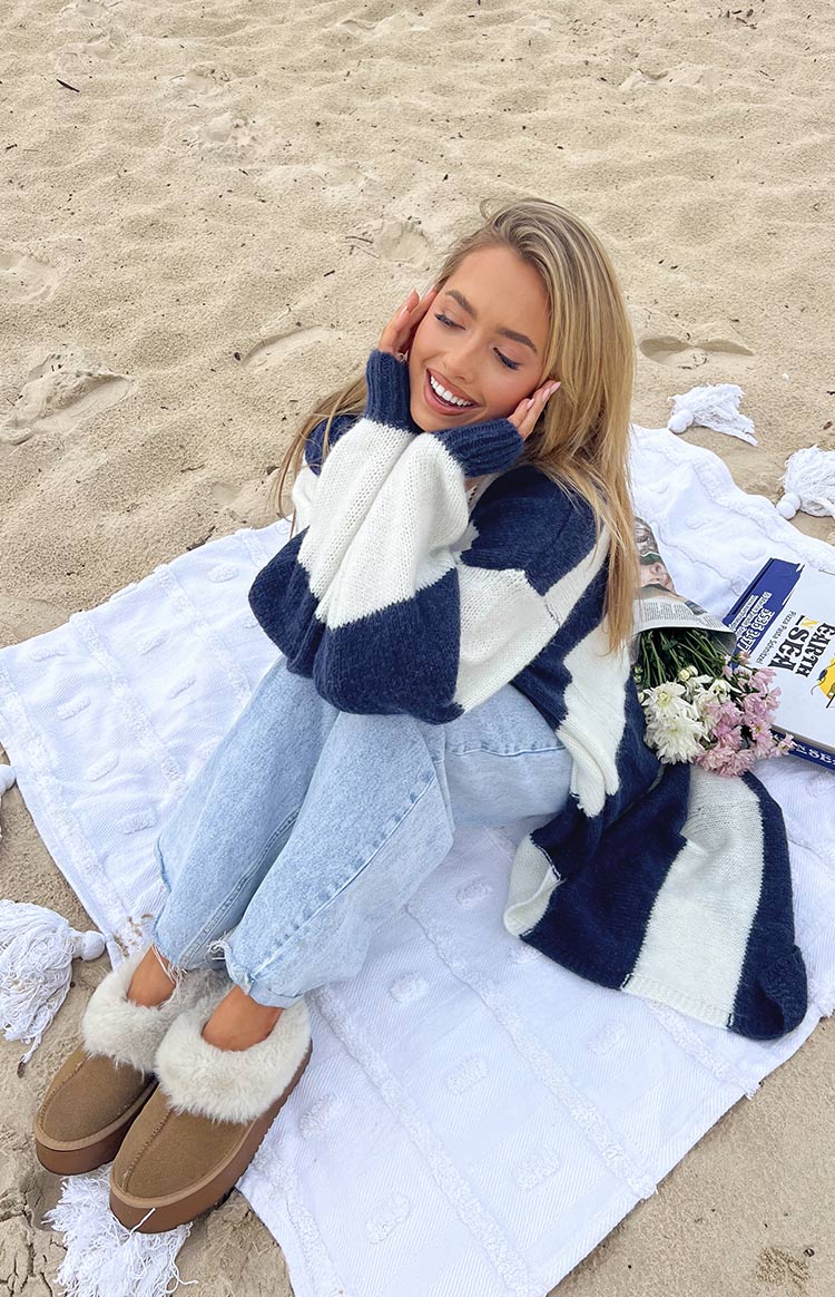 Thaddeus Blue And White Striped Knit Cardigan - Image 9