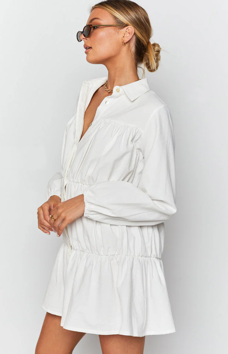 Theodossia Tiered Long Sleeve Dress White - Image 8