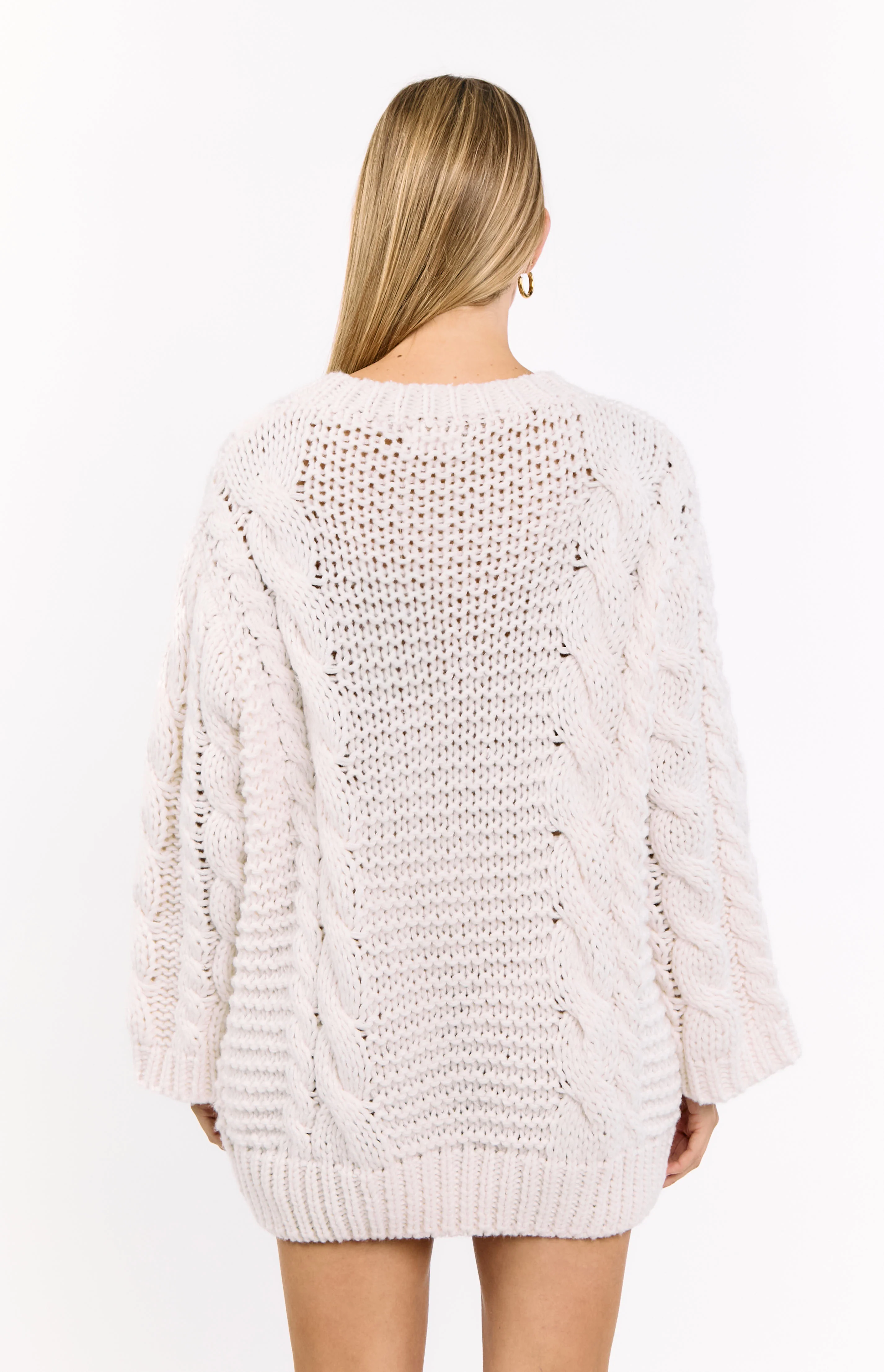 Thursdays Cream Cable Knit Sweater Dress - Image 4