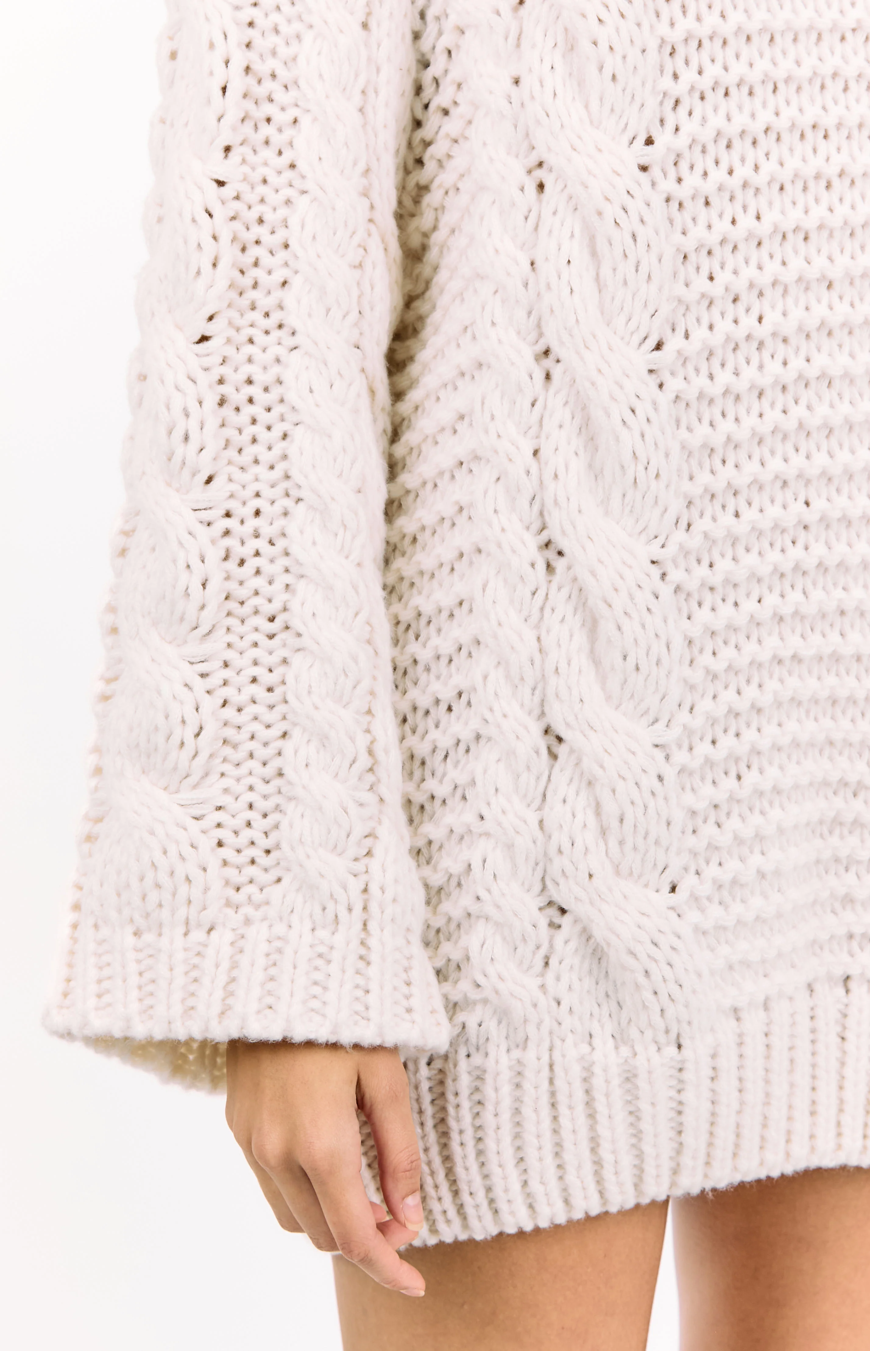 Thursdays Cream Cable Knit Sweater Dress - Image 6