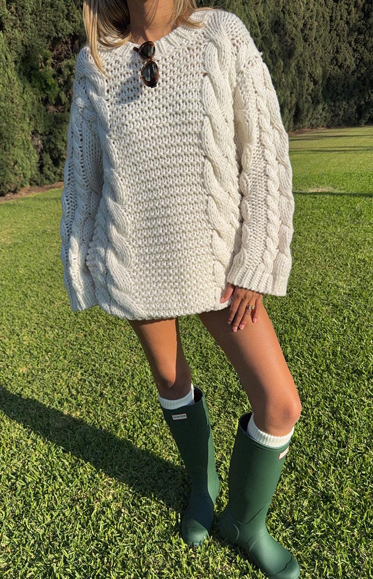 Thursdays Cream Cable Knit Sweater Dress - Image 7