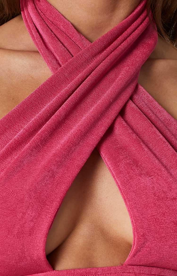 Tia Pink Cross Neck Top - Image 7