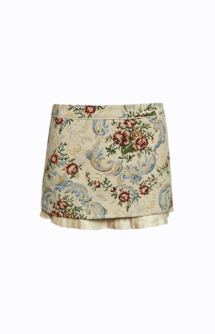 Till Forever Beige Tapestry Mini Skirt - Image 6