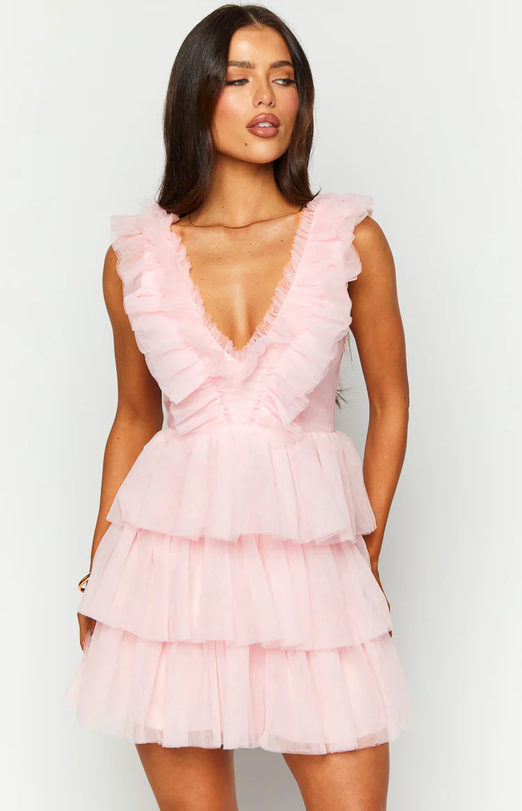 Tori Pink Tulle Mini Dress - Image 3
