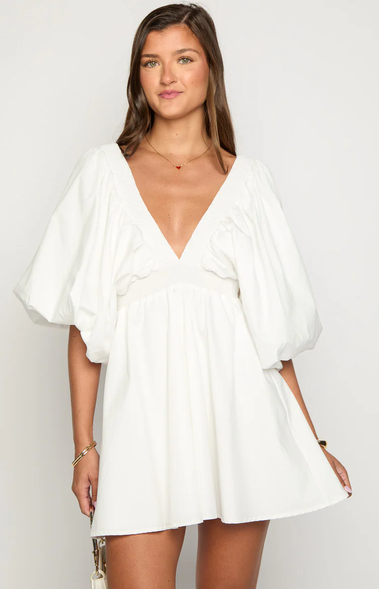 Torie White Short Sleeve Mini Dress - Image 2