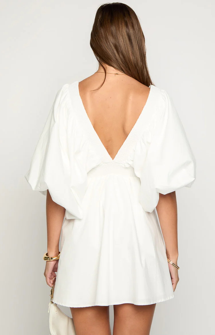 Torie White Short Sleeve Mini Dress - Image 5
