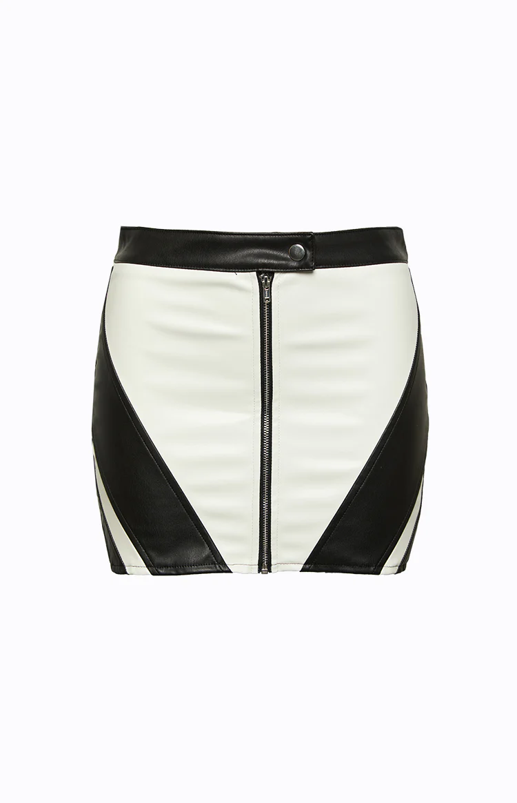 Trespass White Contrast PU Low Waist Mini Skirt - Image 5