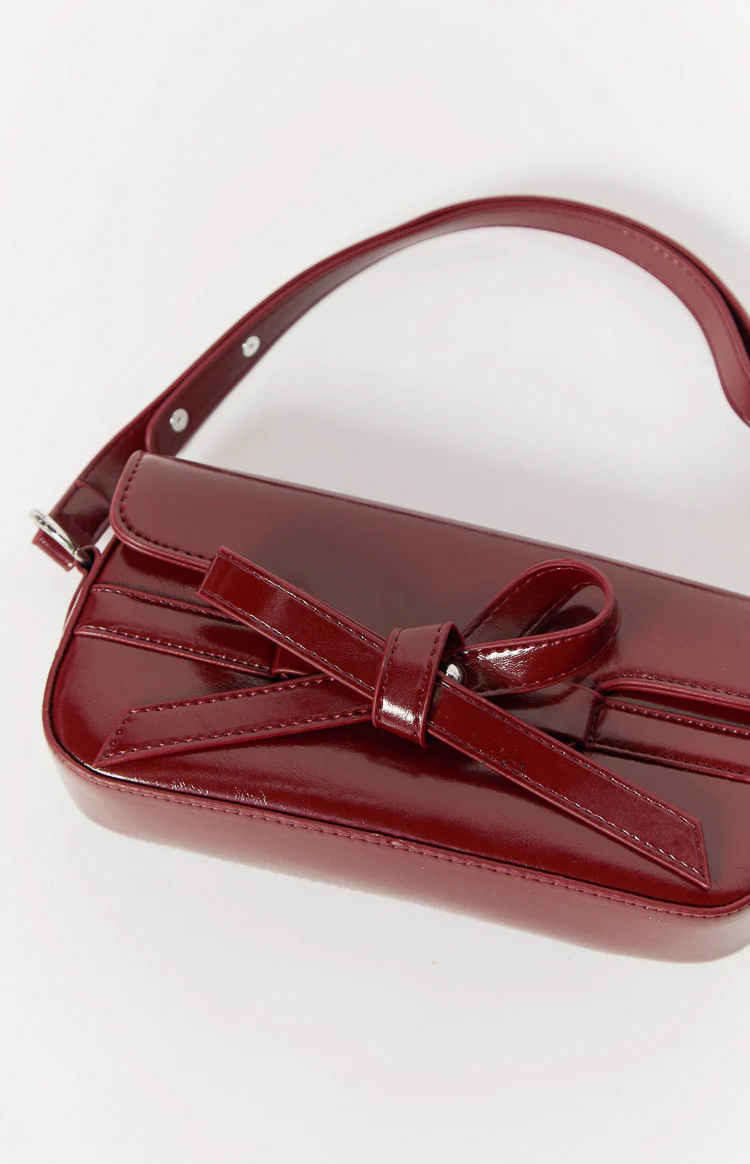 Ursula Red PU Bow Bag - Image 3