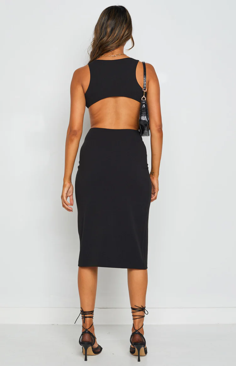 Valley Midi Dress Black - Image 8