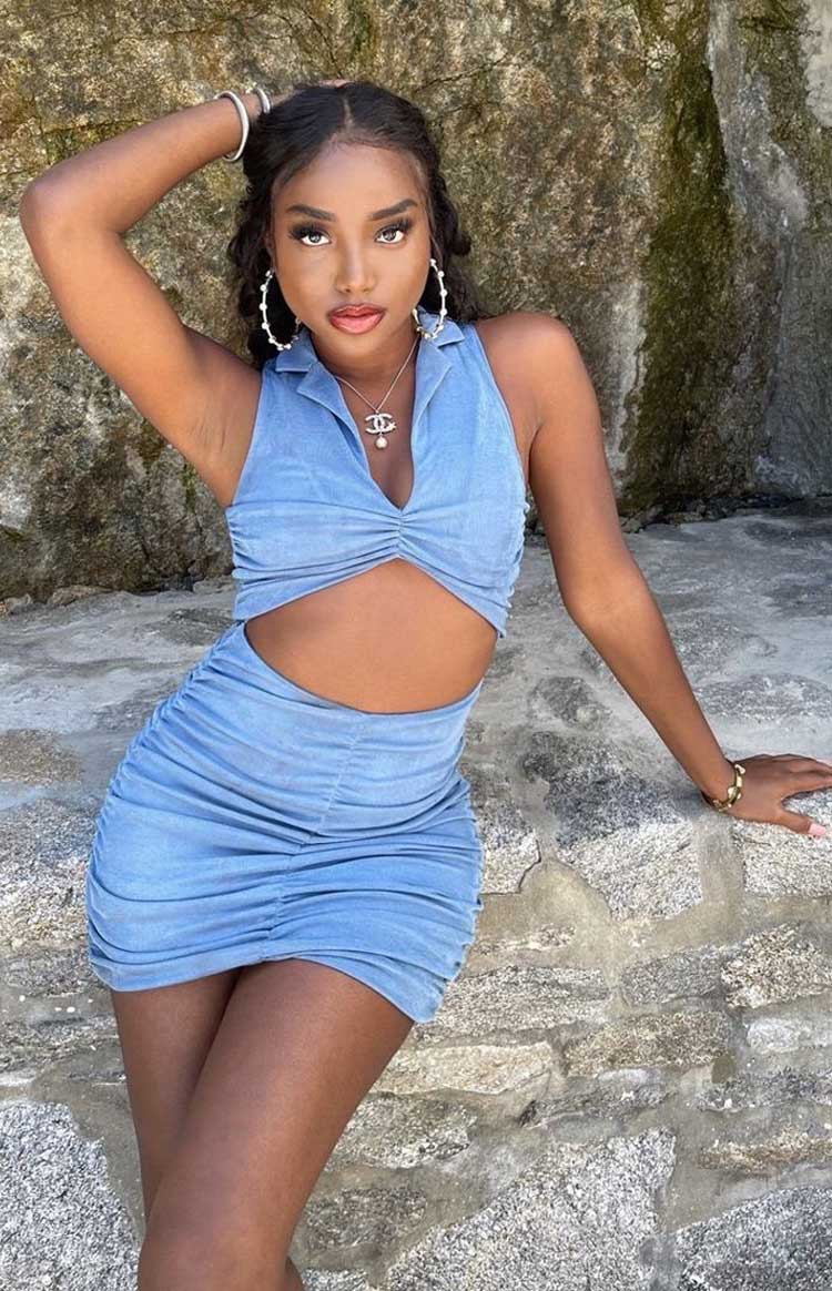 Valmont Mini Dress Blue - Image 3