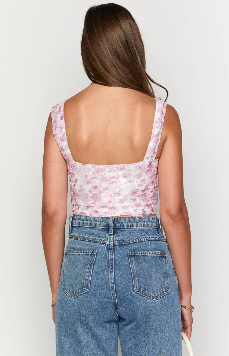 Vida Pink Lace Bow Top - Image 5