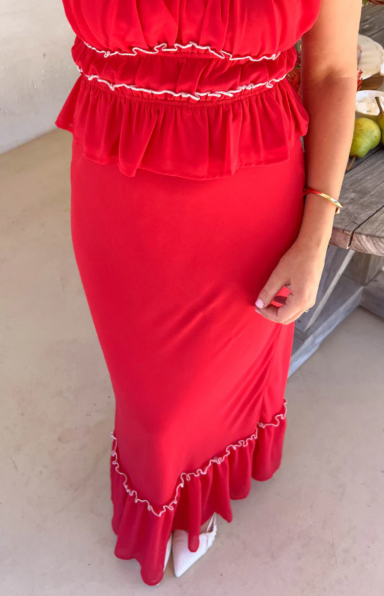 Wiatt Red Maxi Skirt - Image 9