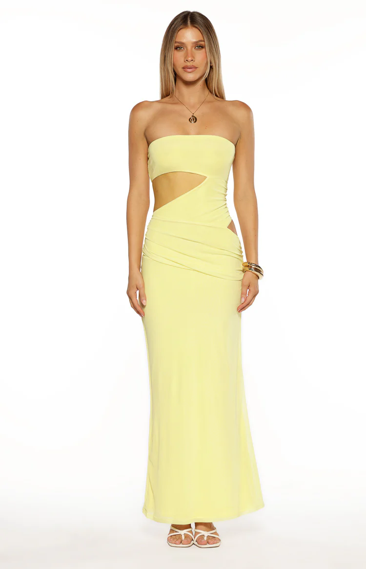 Xela Yellow Strapless Maxi Dress - Image 2