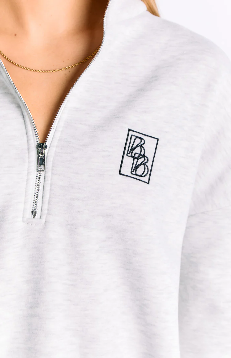 Yazmin Grey Marl Quarter Zip Jumper - Image 6