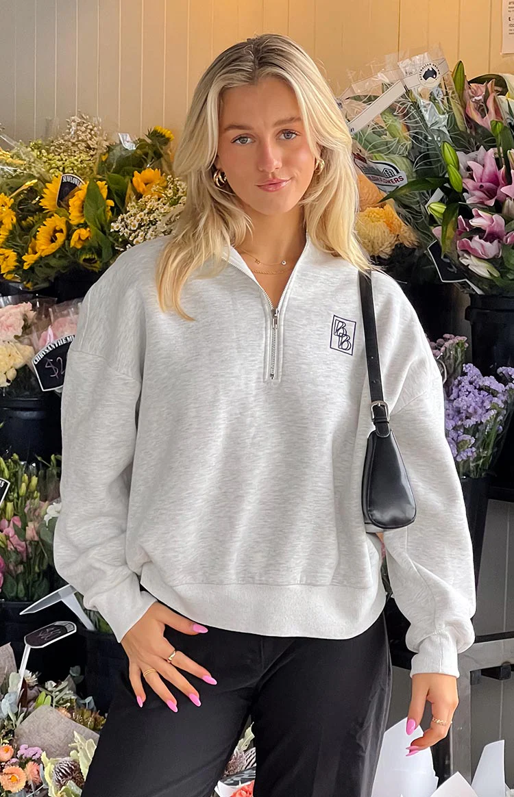 Yazmin Grey Marl Quarter Zip Jumper - Image 8