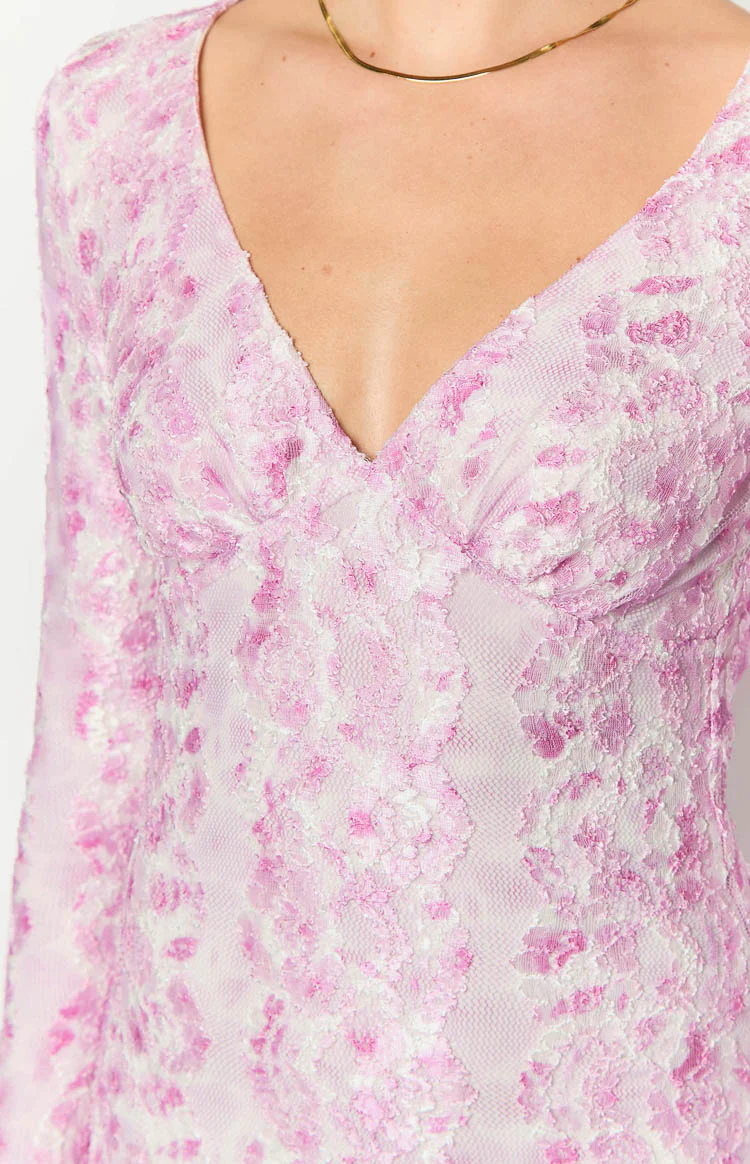 Zach Pink Long Sleeve Maxi Dress - Image 6