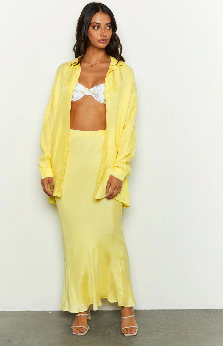 Zariah Yellow Cupro Button Up Shirt - Image 2