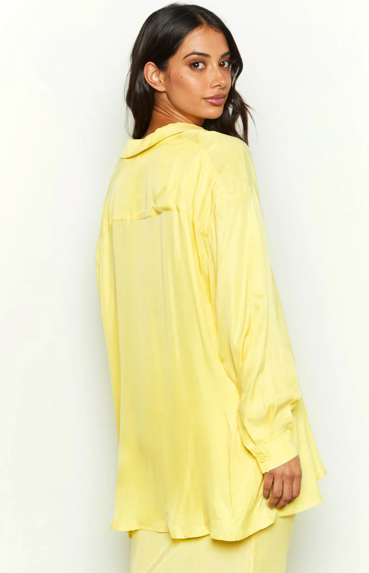 Zariah Yellow Cupro Button Up Shirt - Image 5