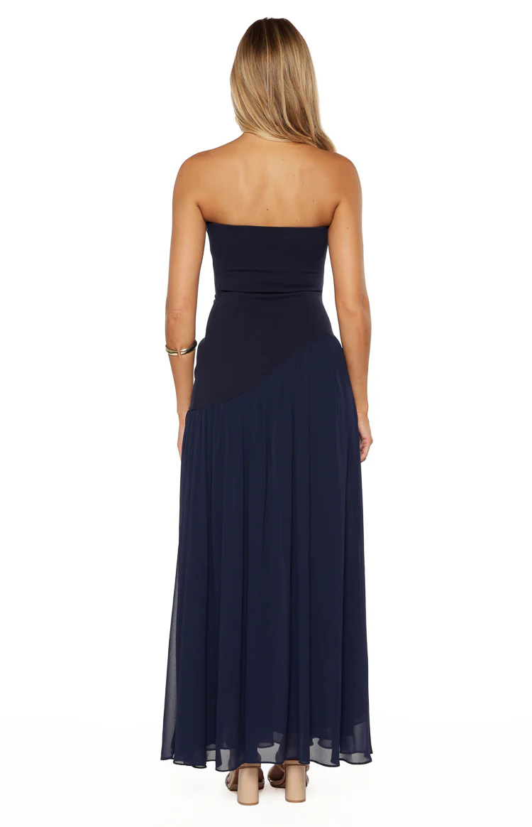 Zelia Strapless Navy Maxi Dress - Image 4