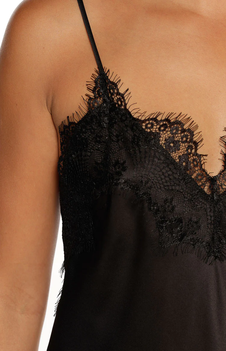 Ziva Black Satin Lace Trim Asymmetrical Top - Image 11